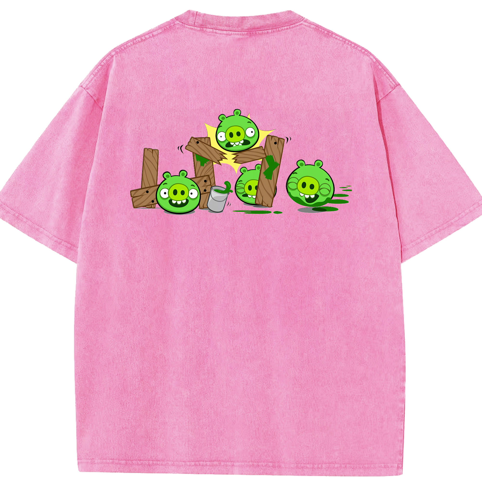（画像用） Angry Birds アングリーバード 綿100% ヴィンテージ風 半袖Tシャツ（背面プリント）